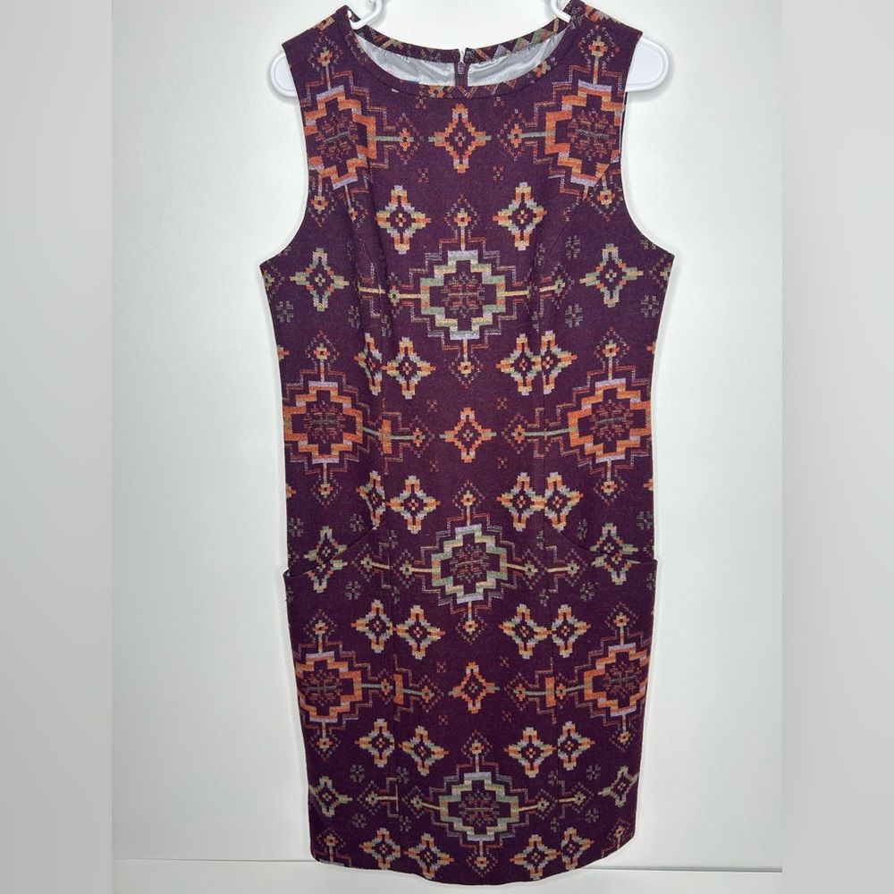Pendleton for anthropologie southwestern Aztec Wool shift dress 10